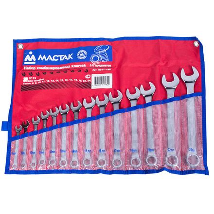 Цена на МАСТАК (0211-14P) Набор комбинированных ключей, 8-24 мм, 14 предметов