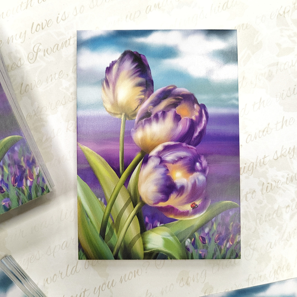 Мини-открытка "Сиреневые тюльпаны"
