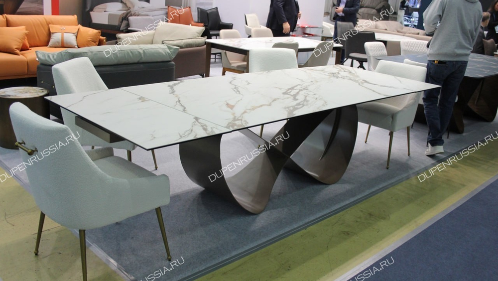 Стол DT9305CI (200-300) белый керамика KL-188/золотая пудра