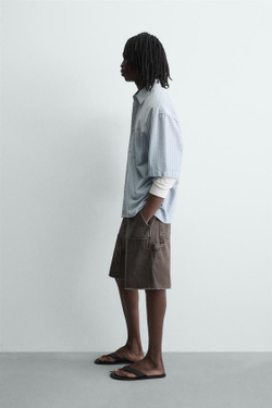 ZARA ШОРТЫ КАРГО С КАРМАНОМ, КОРИЧНЕВЫЙ