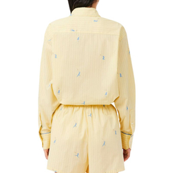 Женское теннисное поло Lacoste Oversized with Jacquard Motifs - yellow/turquin blue