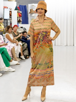 Платье-рубашка по мотивам картины Поля Синьяка "Аллея в Каннах"