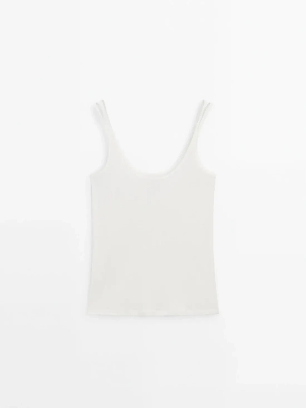 Massimo Dutti Топ в рубчик на двойных бретелях, натуральный, кремовый