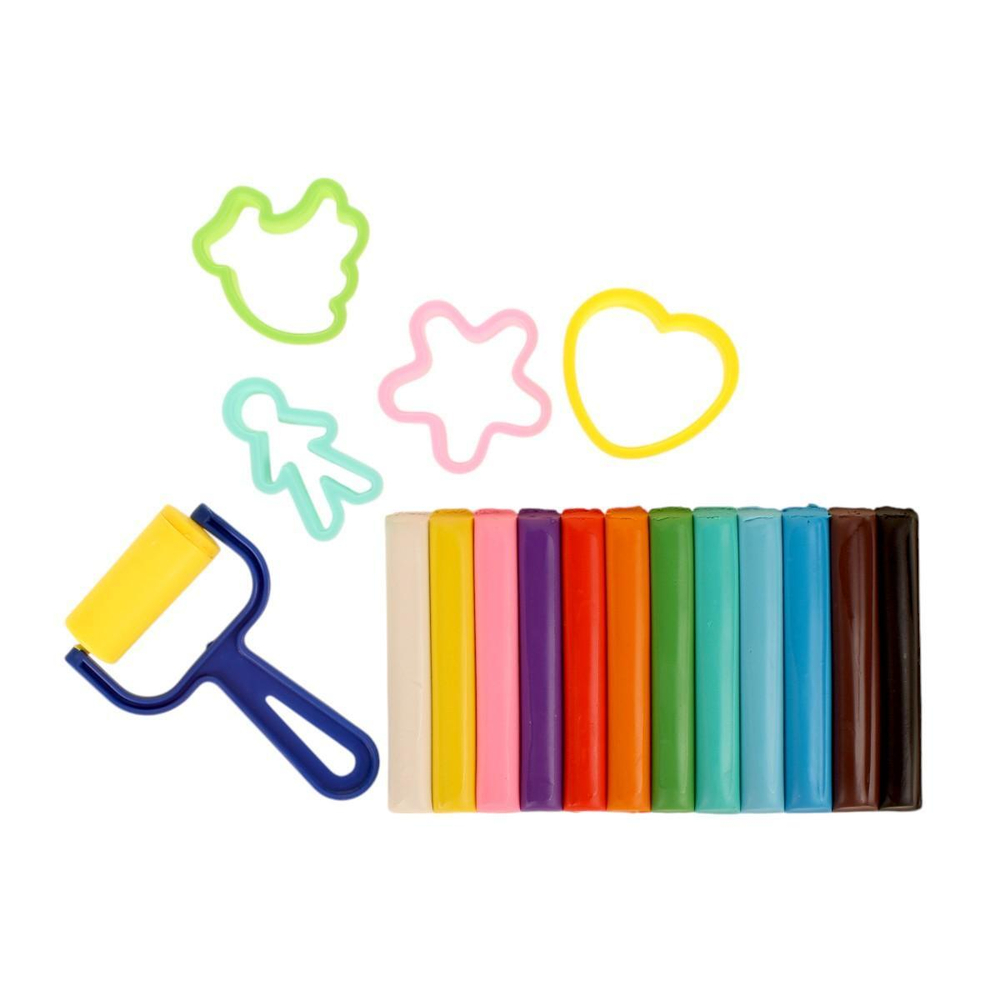 Тесто для лепки на блистере 4 формочек + каток, C-42206