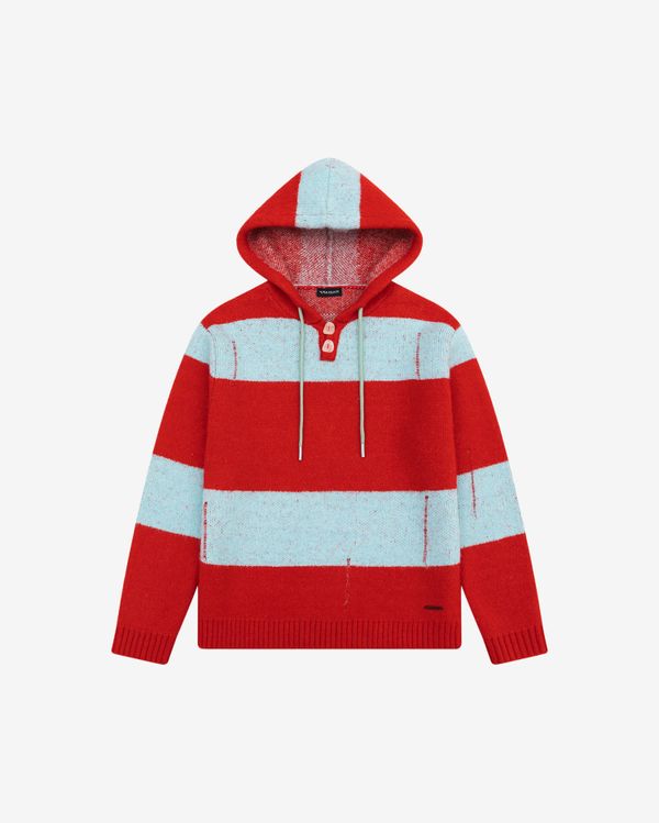Свитер Stripes Hood красный/голубой - фото 1