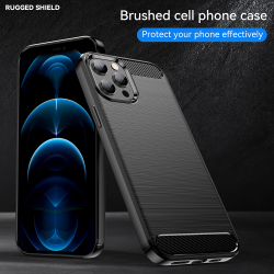 Чехол черного цвета с дизайном под карбон на iPhone 12 Pro Max, серия Carbon от Caseport