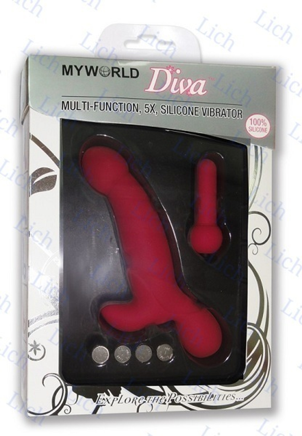 Тройной розовый вибратор из силикона