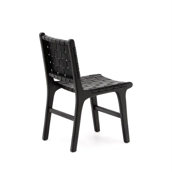 Стул Calixta из кожи и красного дерева с черной отделкой