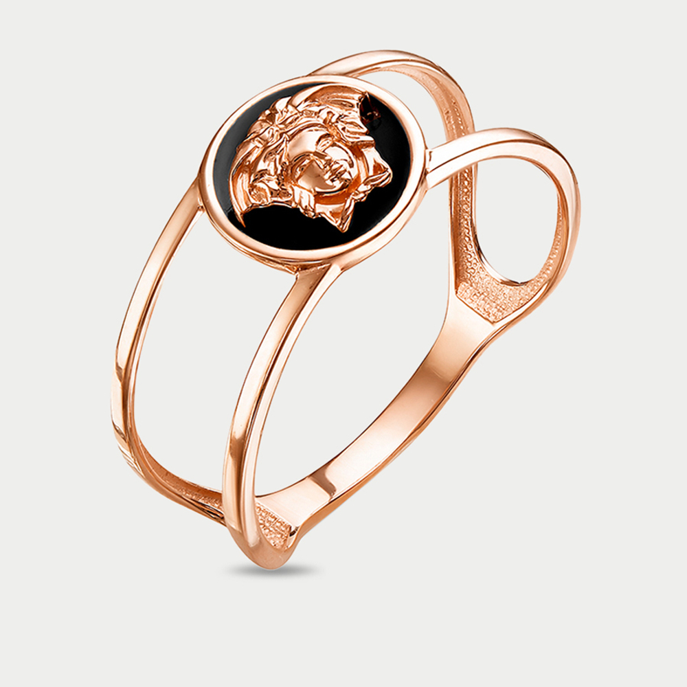 Кольцо женское из розового золота 585 пробы с эмалью (арт. 2105263)