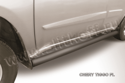 Пороги стальные Chery Tiggo FL (2011-2016) d76 труба (черные)
