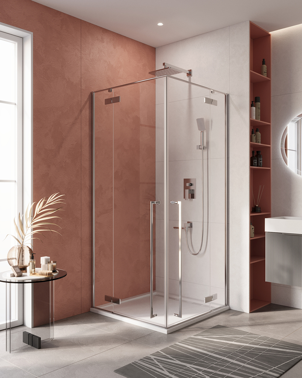 Душевой уголок Cezares LINER-A-2-100-C-Cr, 100х100х195, профиль хром, стекло прозрачное