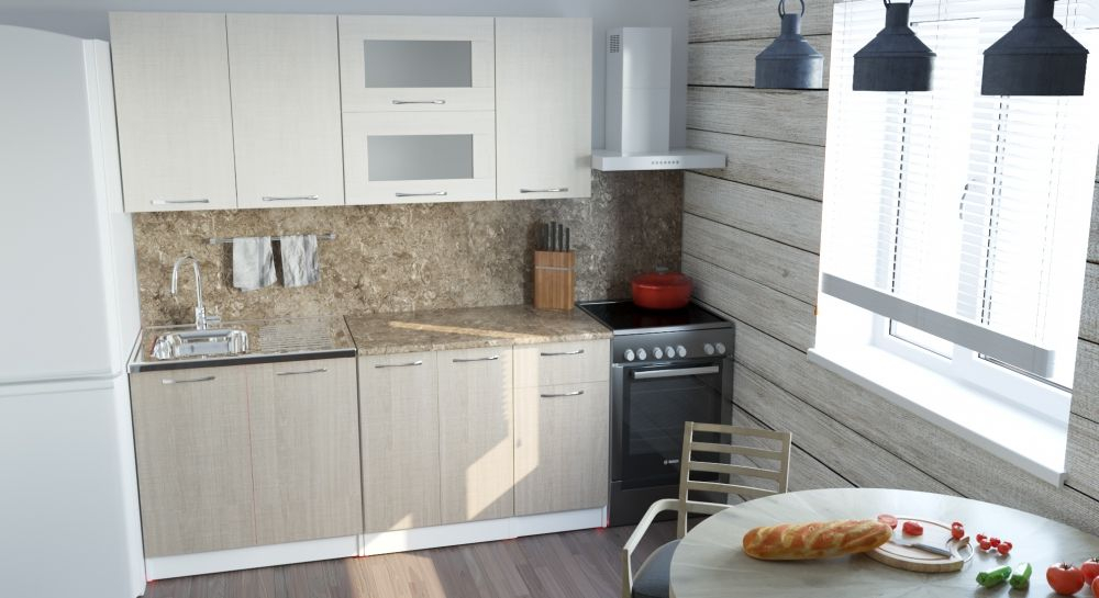 Кухонный гарнитур Ольга мини 1 1000 мм (Латте/Карамель/Белый, Аламбра темная)