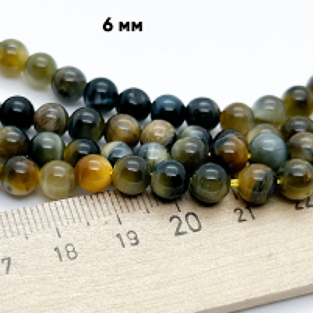 Тигрово-соколиный глаз бусины, диаметр около 6,4-6,6 мм, цена за 30-31 шт (1/2 нити)