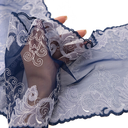 Вышивка на сетке (эластичная) СИНИЙ/БЕЛЫЙ, 17,5см