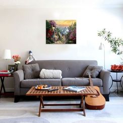 Rəqəmlərlə rəngləmə \ Картина по номерам (40х50) ДЕРЕВНЯ У БЕРЕГА МОРЯ