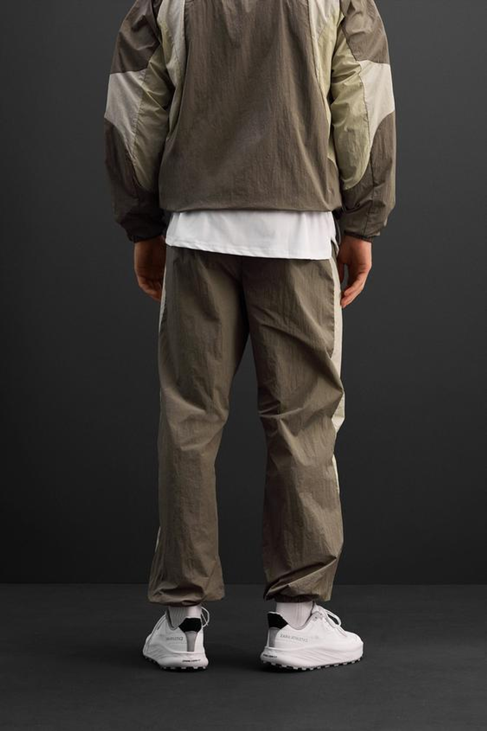 ZARA БРЮКИ-ДЖОГГЕРЫ В СТИЛЕ КОЛОР-БЛОК, ПЕСОЧНЫЙ