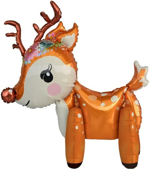 Шар (23''/58 см) Ходячая Фигура, Олень в цветочном венке