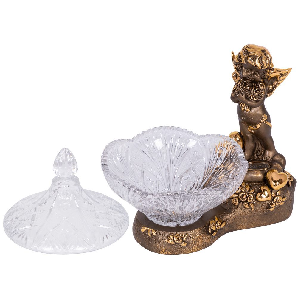 Сахарница стеклянная с крышкой Ангел Роуз Бронза