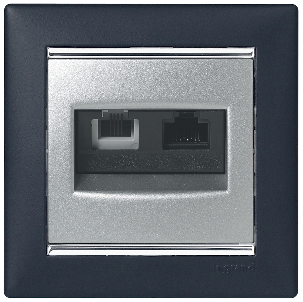 Розетка двойная RJ11+RJ45 категория 5e UTP алюминий Valena Classic LEGRAND
