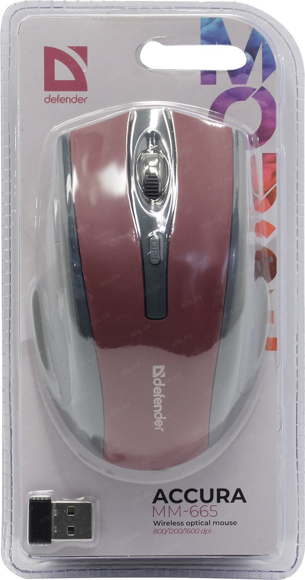 Манипулятор Defender Wireless Optical Mouse Accura &lt; MM-665 Red &gt; (RTL) USB 6btn+Roll беспр. &lt; 52668