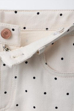 ZARA ДЖИНСЫ WIDE LEG В ГОРОШЕК, ПЕСОЧНЫЙ/ЧЕРНЫЙ