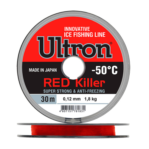 Леска ULTRON Red Killer 0,12 мм., 1,8 кг, 30 м, красная