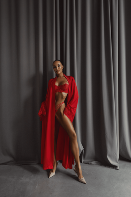 Длинный халат "Натали" в красном