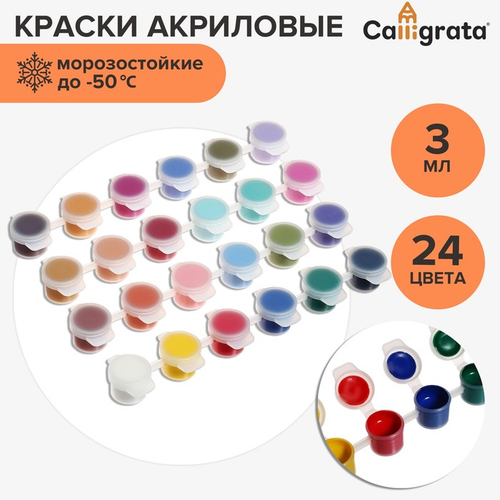 Краска акриловая, набор 24 цвета х 3 мл, Calligrata