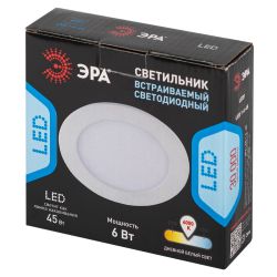 LED 1-6-4K/1 Светильник ЭРА LED 1-6-4K/1 Светильник ЭРА светодиодный круглый LED 6W 220V 4000K (40/