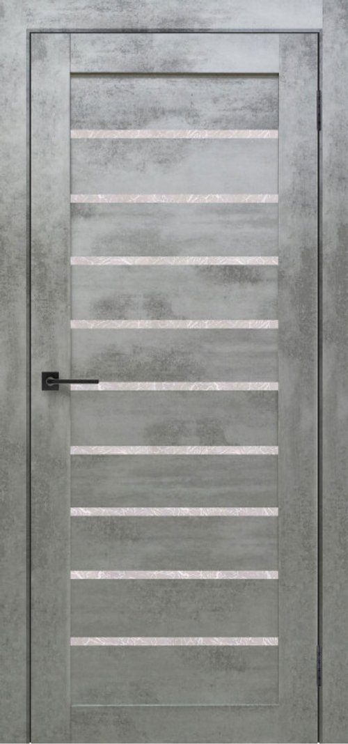 Межкомнатная дверь X-2 / Цвет Бетон светлый / Остекление "Гранит прозрачный" / Двери Верда