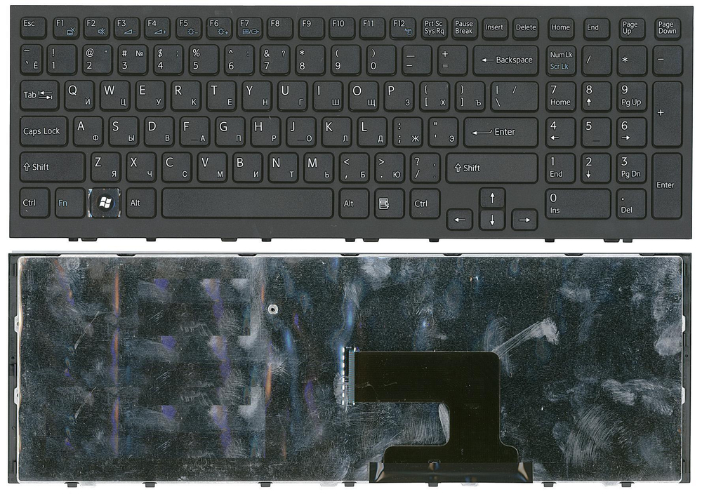 Клавиатура для ноутбука Sony Vaio VPC-EH VPCEH черная с черной рамкой