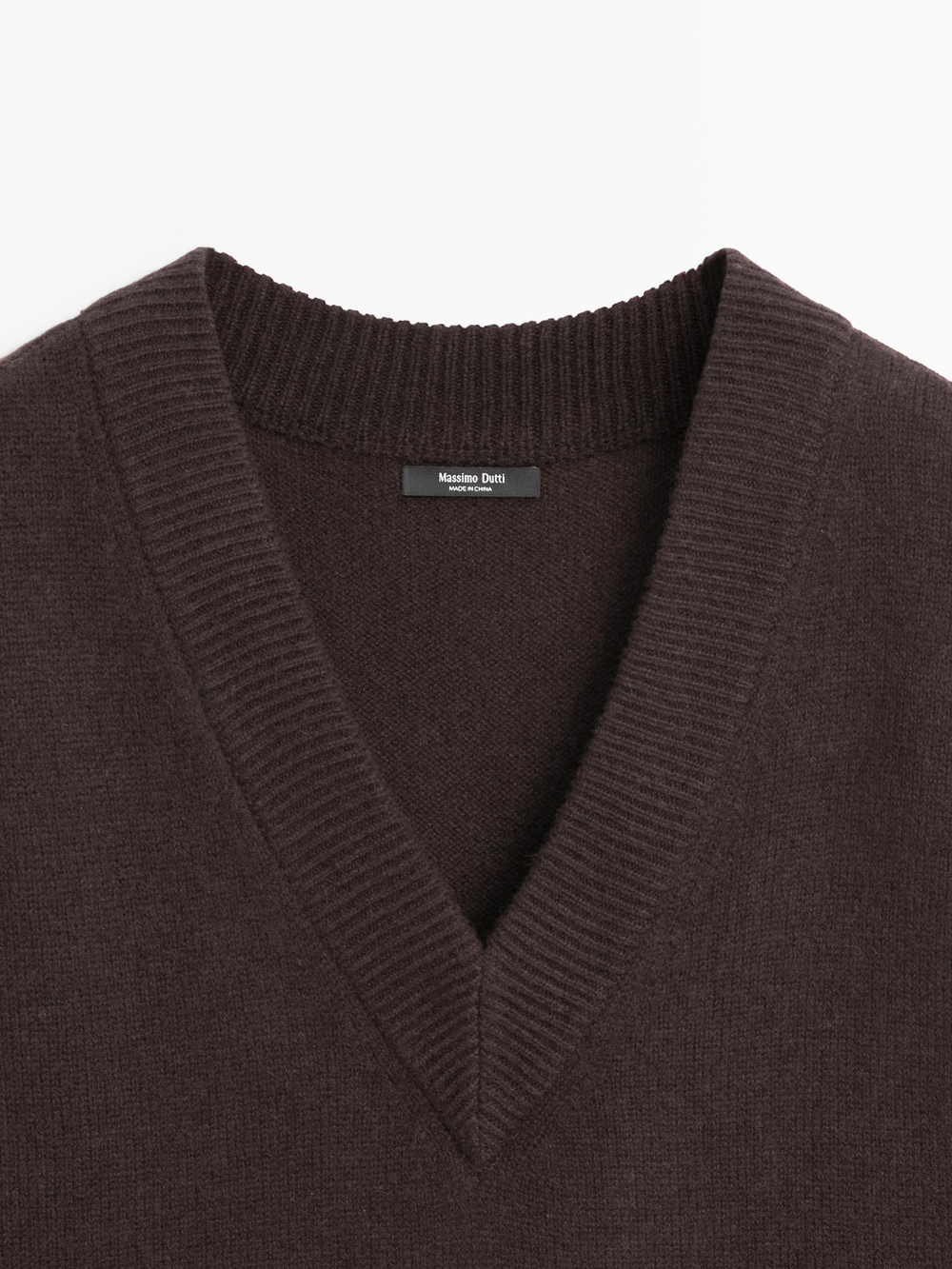 Massimo Dutti Жилет с V-образным вырезом, шоколадный