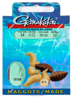 Крючки с поводком Gamakatsu Booklet MAGGOTS 1010B размер 12/0, 12мм 60см (упк.10шт.)