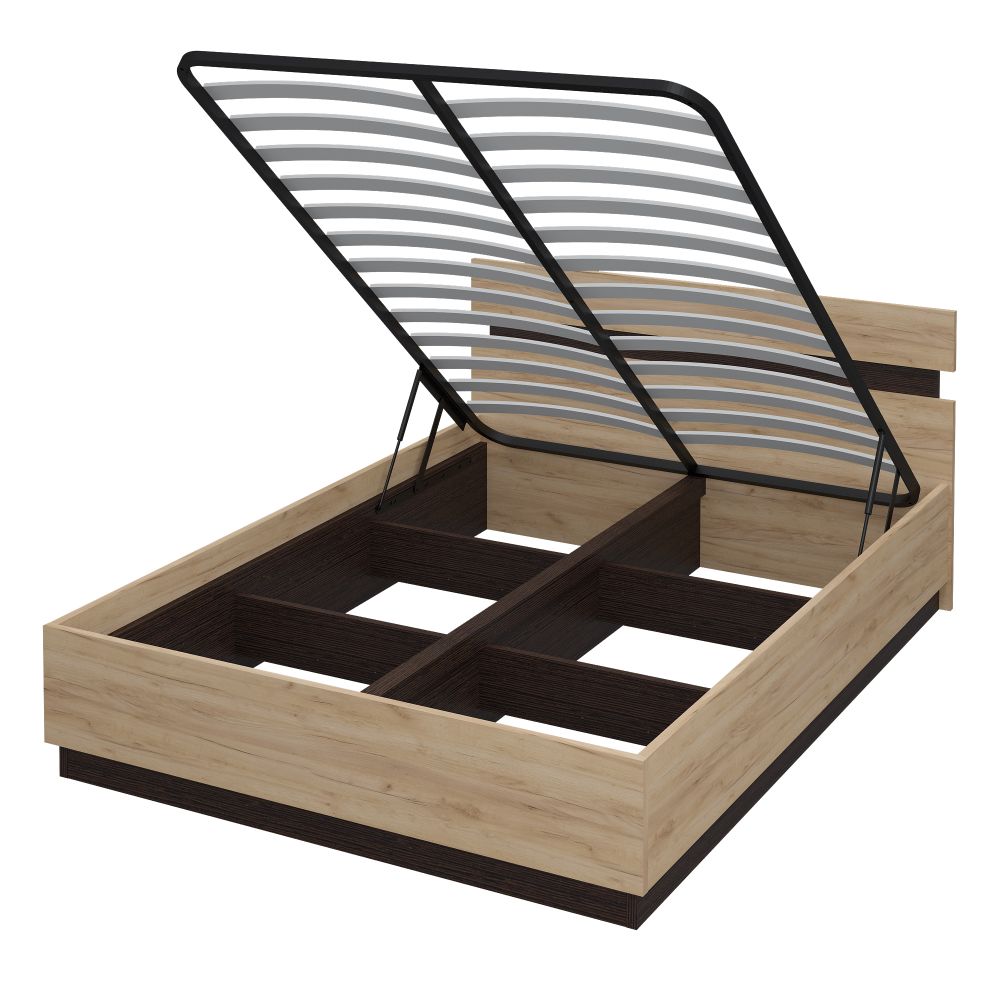 Кровать ЛОФТ 1.6 (дуб крафт золотой /венге) Милана