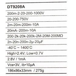 Мультиметр цифровой (тестер) DT9208A