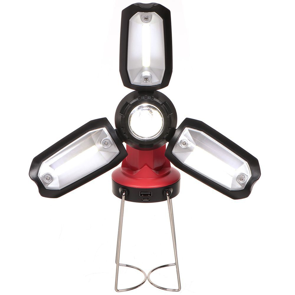 Фонарь кемп, встр акк, зар от сет220В, пластик, черно-красн, SPE17200-4 MX-8801