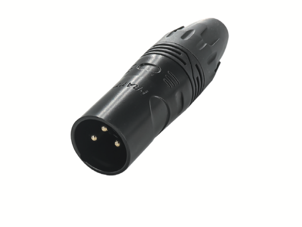 Разъём DMX кабельная вилка папа S302-BG-3P резина черный 3-pin