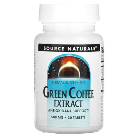 Зеленый кофе и гуарана Source Naturals, Экстракт зелёного кофе, 500 мг, 30 таблеток