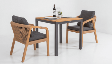 Стол обеденный Ideal Patio ТЕЛЛА алюминий, тик 80x80 см (4 ножки)