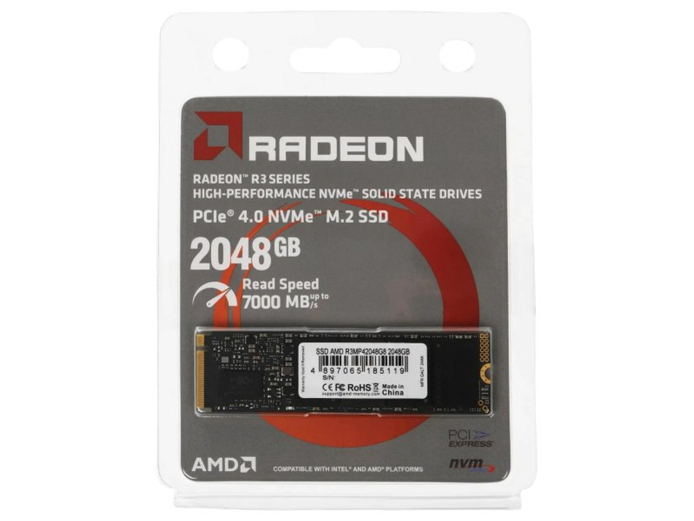 SSD накопитель AMD Radeon R3MP42048G8 2ТБ, M.2 2280, PCIe 4.0 x4, NVMe [R3MP42048G8]