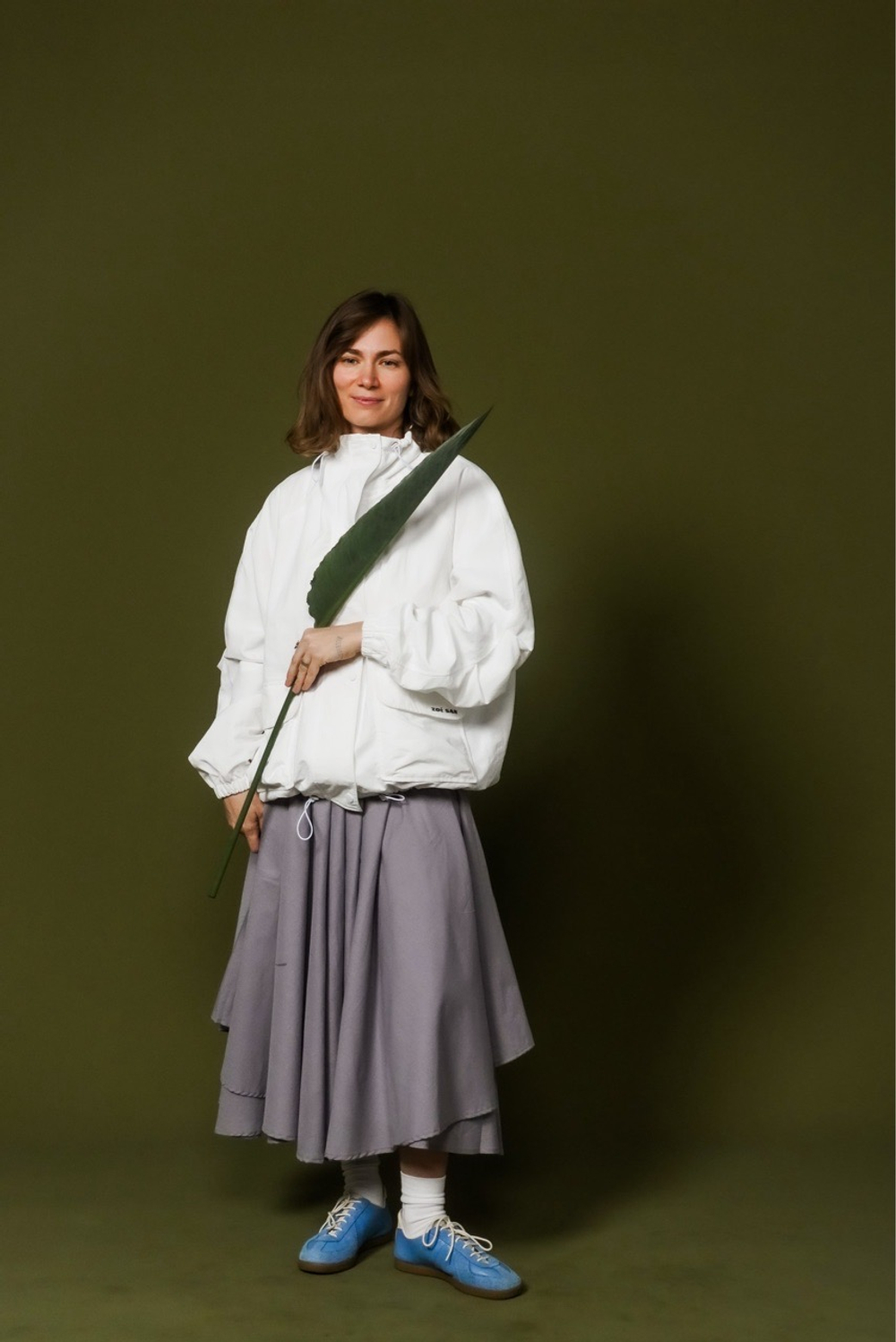 Юбка асимметричная двухслойная, светло-серая