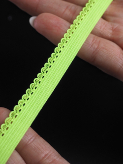 Резинка бельевая желто-зеленая неоновая ажурная ширина 9 мм (с учетом фестона)