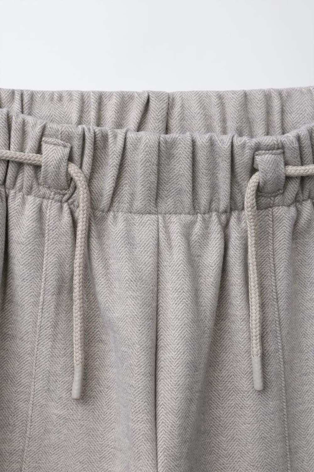 ZARA БРЮКИ WIDE LEG В ЕЛОЧКУ, СЕРО-КОРИЧНЕВЫЙ