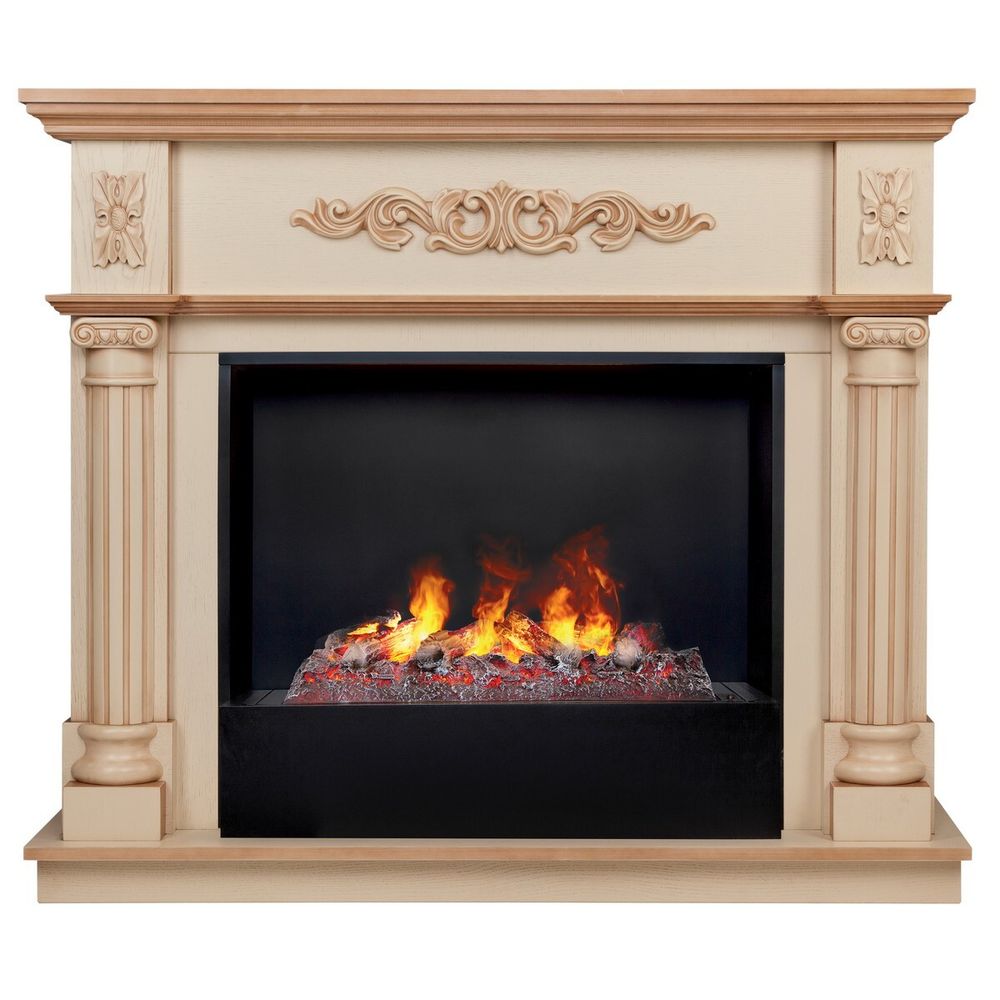 Электрокамин RealFlame Silvia 26 WT белый дуб с бронзовой патиной с очагом 3D Cassette 630