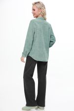 Рубашка из микровельвета с карманами зеленая DStrend (Акция)