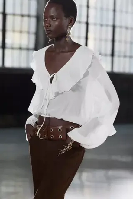 ZARA КОЖАНЫЙ РЕМЕНЬ С ЗАКЛЕПКАМИ, КОРИЧНЕВЫЙ