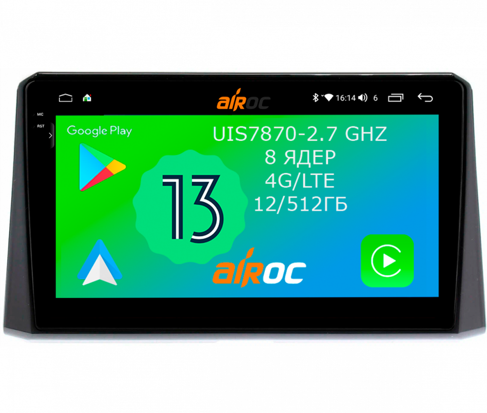 Магнитола для Toyota Corolla 2019+ (без ШГУ)- Airoc 2K AU-1137 Android 13, TS20, 12/512Гб, SIM-слот