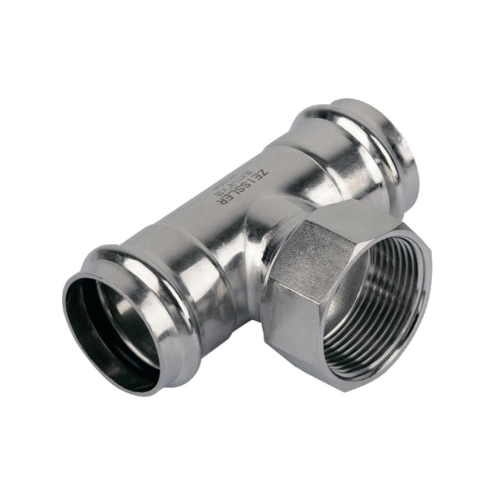 Пресс-тройник из нержавеющей стали ДУ-28mm*3/4 с внутренней резьбой TIM ZTI.532.280528 Пресс-тройник из нержавеющей стали ДУ-28mm*3/4 с внутренней резьбой TIM ZTI.532.280528