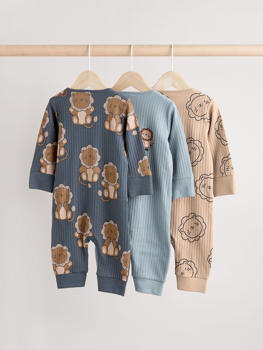 Комбинезон / Cлип для малышей Next N26-395, 3 шт., Бежевый, Серый, Синий