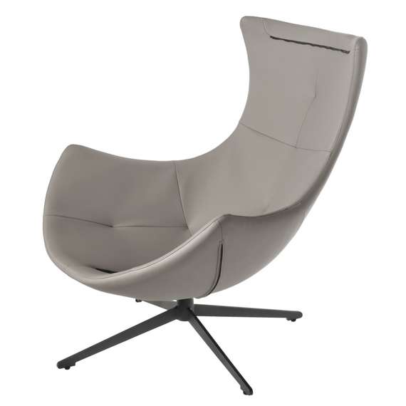 Кресло Hugo светло-серая экокожа, шенилл